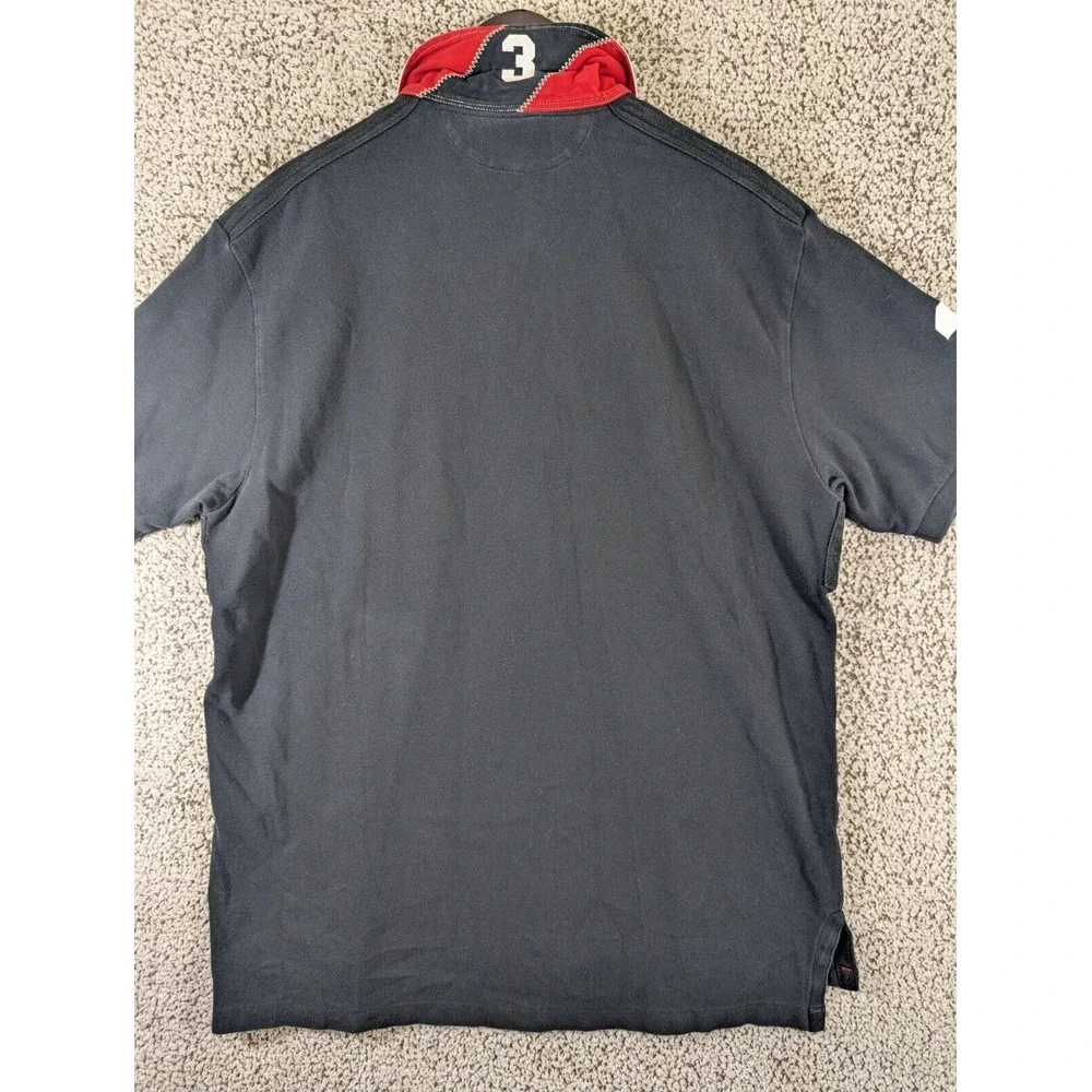 Vtg POLO Ralph Lauren Mens Black Polo Shirt Large Embroidered Red Pony Mesh Vent